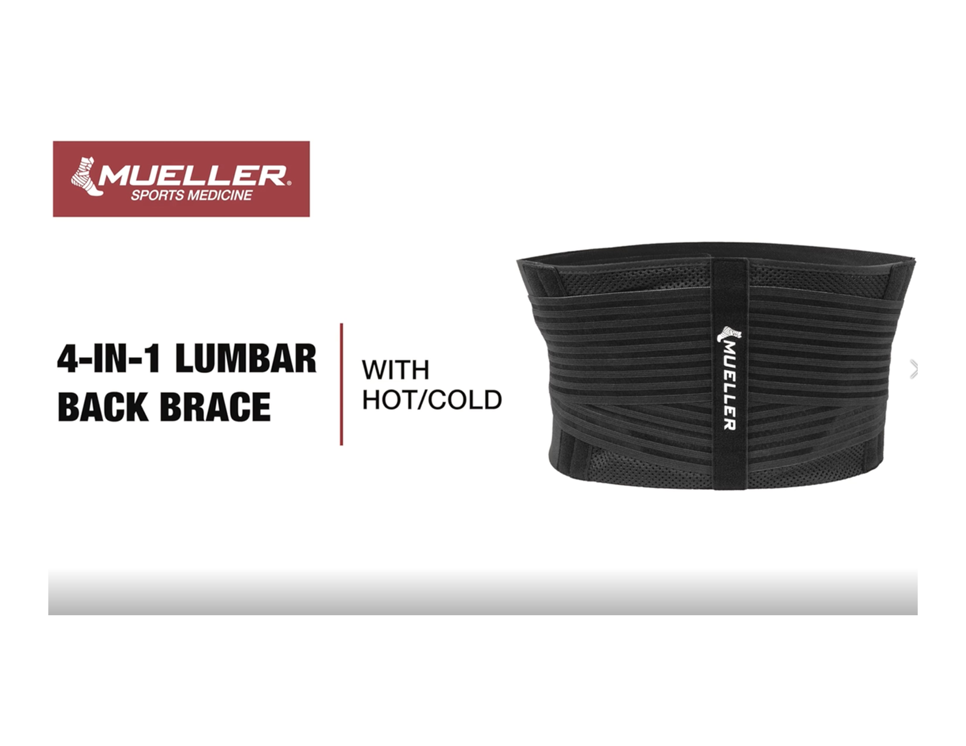 Mueller Sport Maximum Support Level Adjustable Lumbar Back Brace, 1 Ea 
